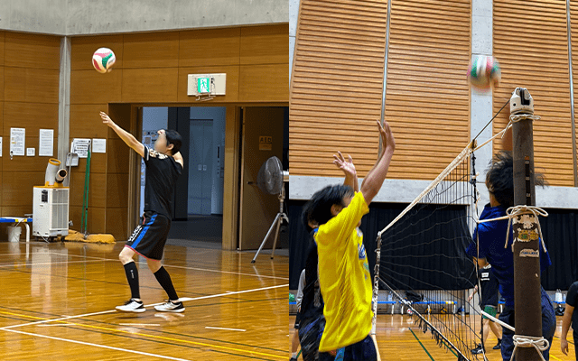 サーブを打つ人（左の画像）とスパイクを打つ人ブロックを跳ぶ人（右の画像）blog_2025win10